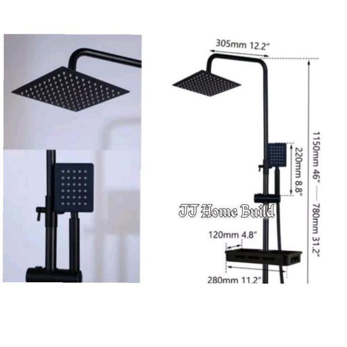 Shower Tiang Black/Hitam/Dingin/Panas Dingin/Shower Column/Shower Set