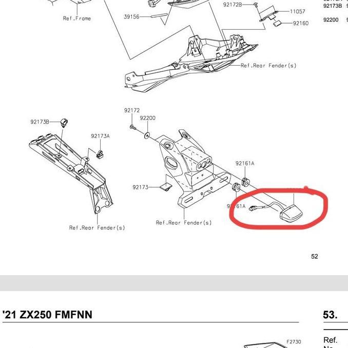 LAMPU PLAT NOMOR POLISI KAWASAKI ZX25R ZX25 R ZX 25R ORIGINAL KAWASAKI TERBAIK