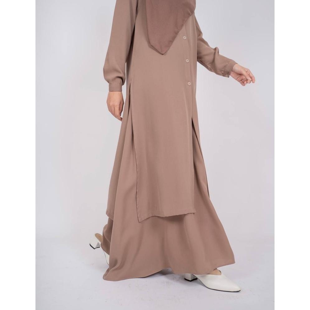 Terlaris Azmiza-Hanum Tunik-(Tunik Only)-(Atasan Lengan Panjang Daily Umroh Haji Bahan Sahara Platin