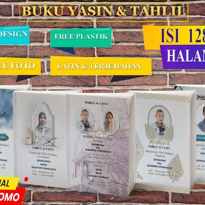(Harga Per 20 buku) Cetak Buku Yasin & Tahlil Custom 40/100/1000 Hari, 128 Halaman Arab & Terjemahan