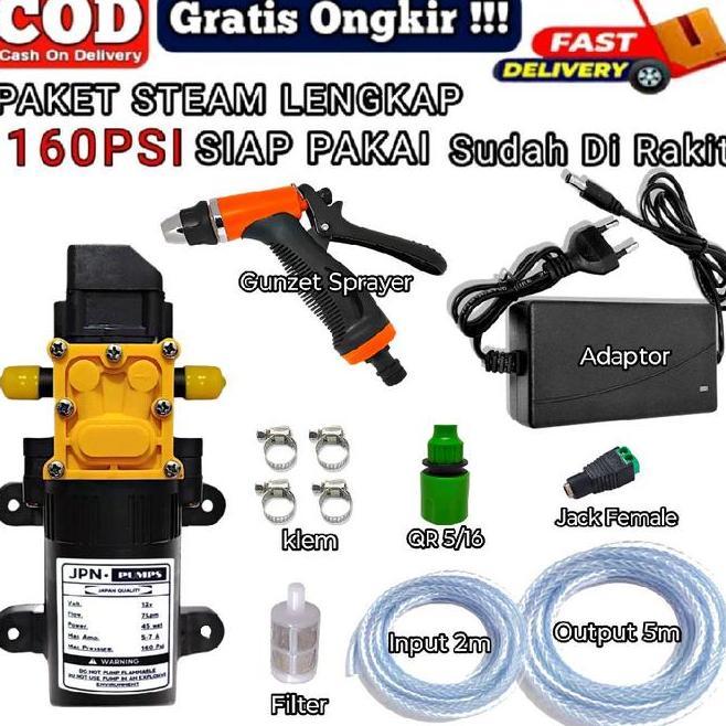 Paket Steam Cuci 160Psi Alat Cuci Tekanan Tinggi Paket Lengkap Cuci Motor Mobil Ac Pompa Steam Porta