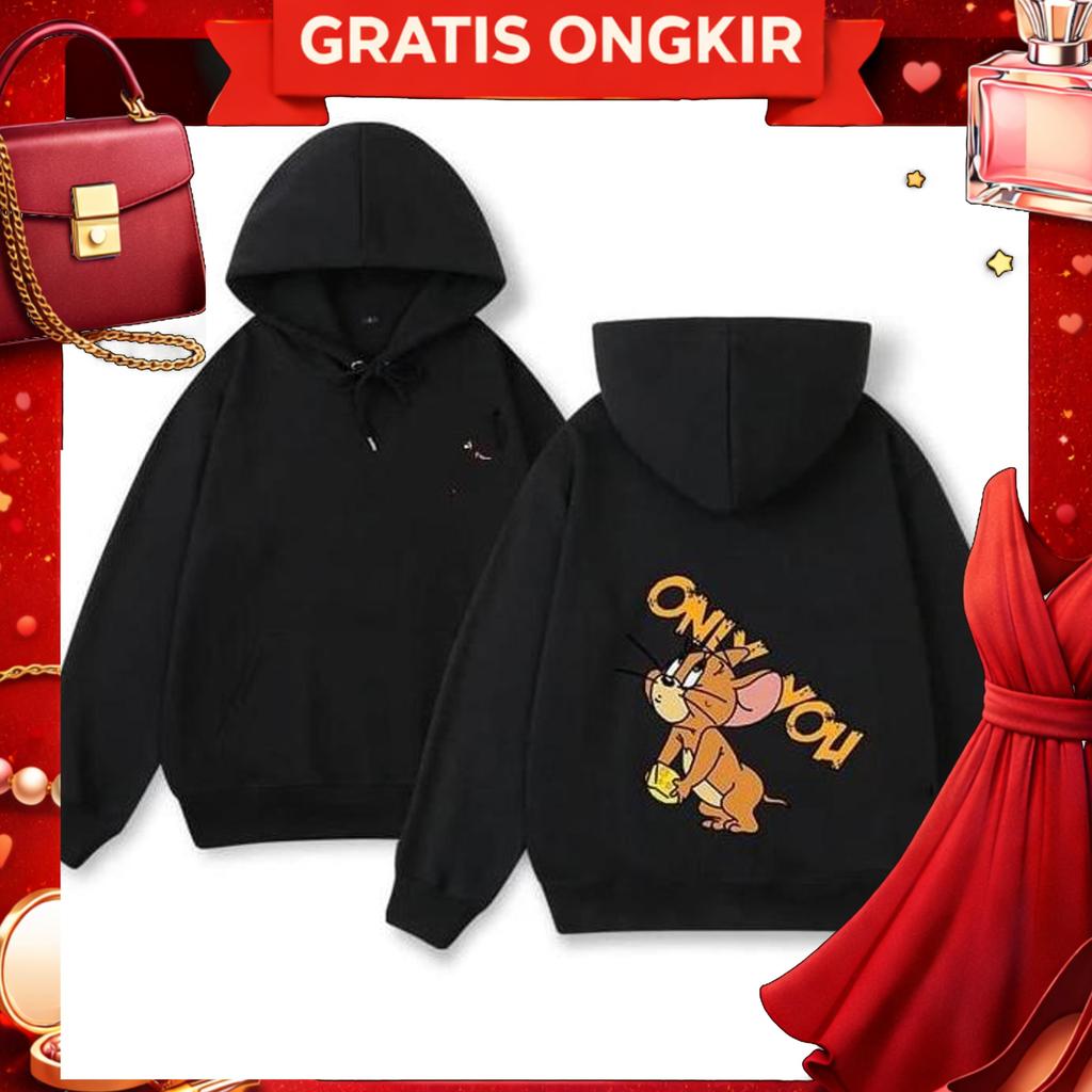 Switer Couple Tom&Jerry / Sweater Couple Pasangan Sahabat / Hoodie Couple Boba Kekinian Keren Oversi