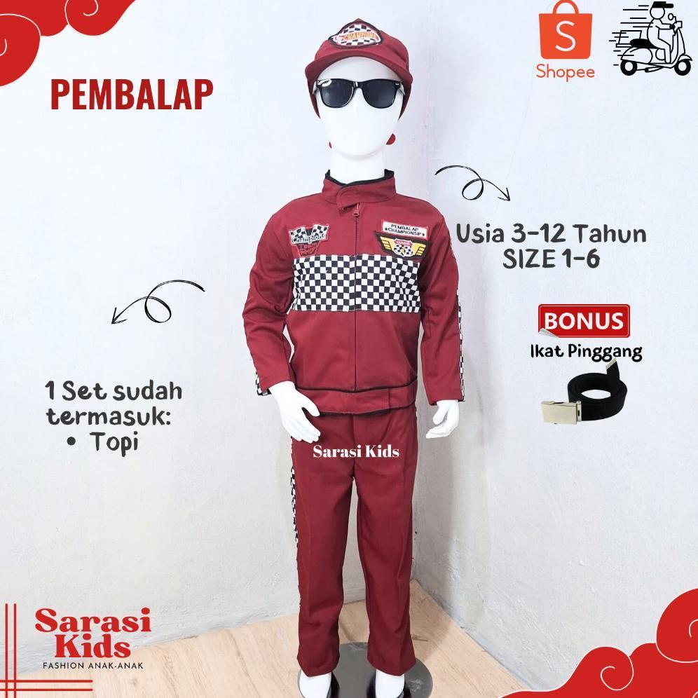 Sarasi - Baju Profesi Anak - Baju Balap Anak Laki Baju Pembalap Anak Kostum Pembalap Anak Stelan Pem