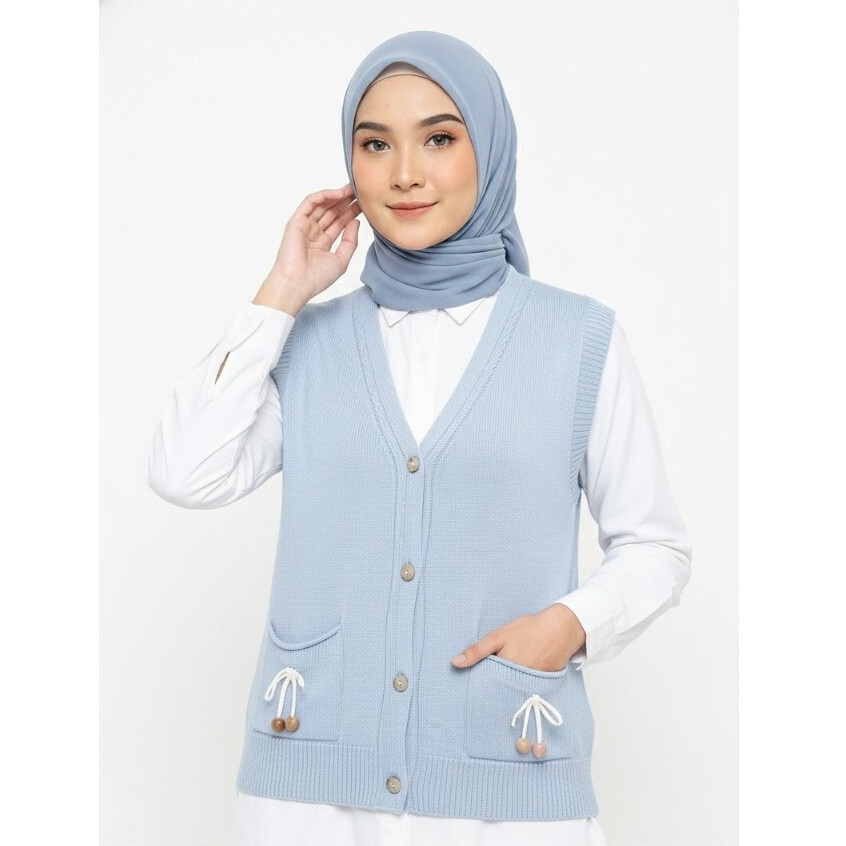 Vest Rajut Korean Style Kekinian YZ 606-2# Bahan Knit Premium Rompi VIntage Model Terbaru Motif Cabl