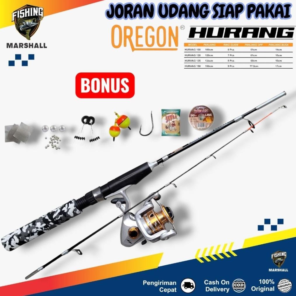 1 Set Joran Pancing Oregon Hurang Joran Udang Lentur Sambung 2 100Cm-150Cm Reel Besi Dapat Bonus