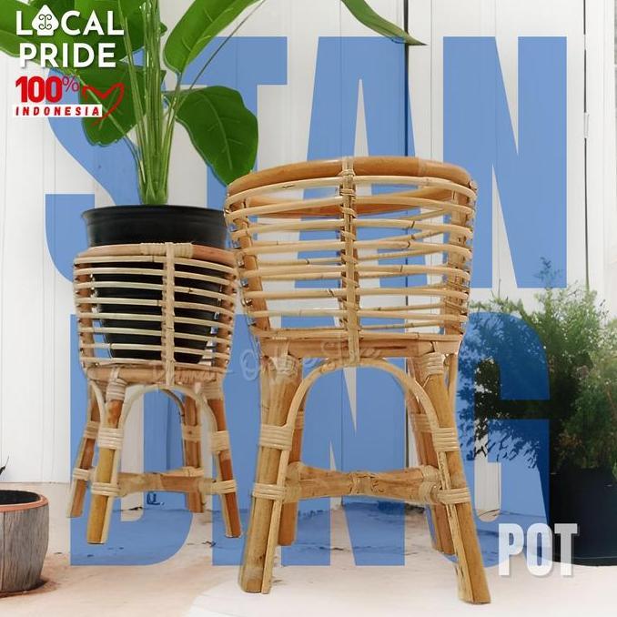 Taman- Standing Pot Rotan Alami & Sintetis Aesthetic Vas Bunga Rotan Ukuran 35 - 55 Cm Untuk Tanaman