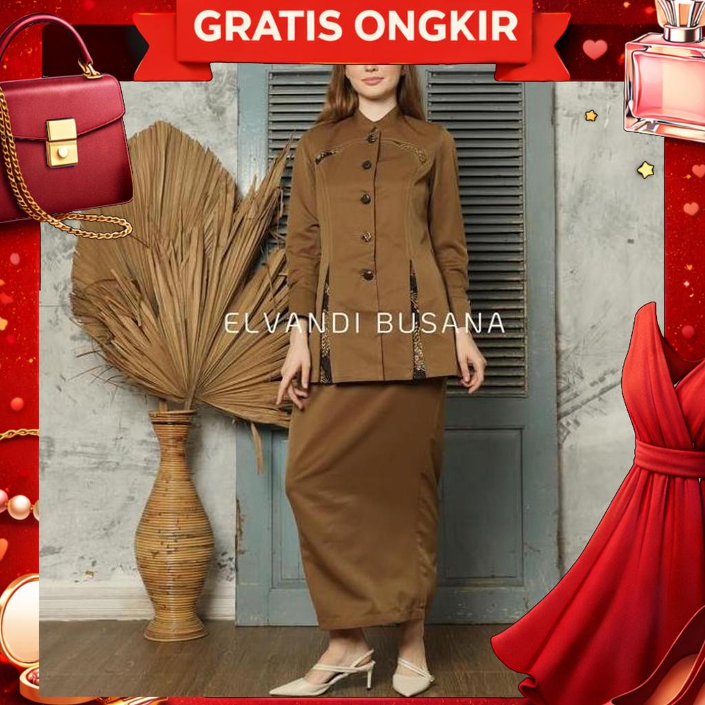 Setelan Jas Wanita Blazer Model Full Variasi Batik Seragam Guru Baju Pns & Pemda - 6608 Setelan Cela