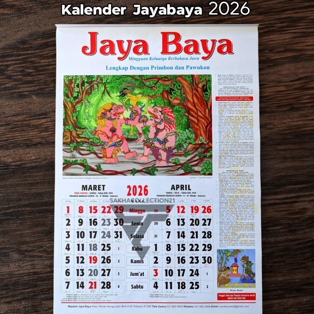 READY Kalender Tahun 2026 - Kalender JAYABAYA jawa kejawen / Kalender Joyoboyo Lengkap