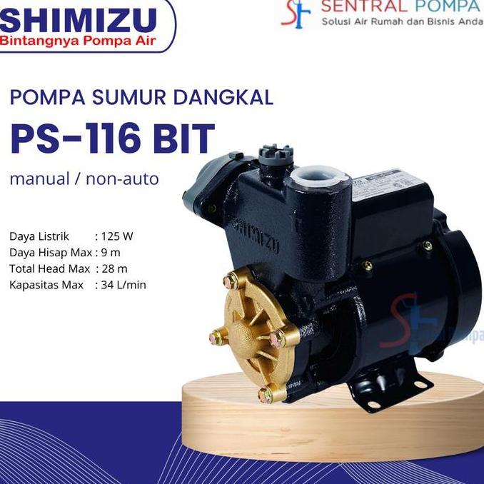 Serbaledeng- Shimizu Ps 116 Bit Mesin Pompa Air Sumur Gali Dangkal Bor 125Watt Manual Termurah