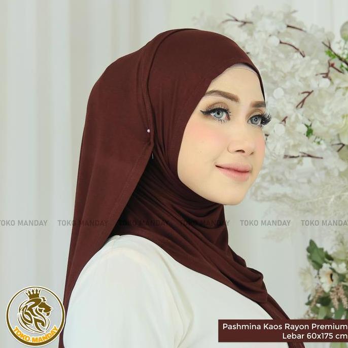 Terpopuler- Pashmina Kaos Rayon Tencel Premium Kerudung Jilbab Wanita Muslim Bahan Lembut Tahan Ukur