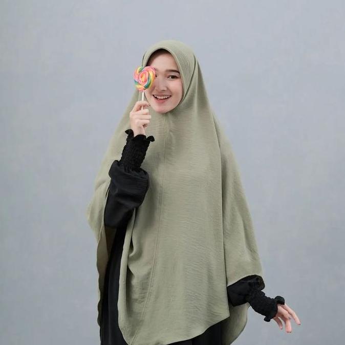 Terpopuler- Bergo Crinkle Airflow Jumbo Premium Ped Polos Size  Xl & Xxxl Panjang Muslim Jilbab  Ins