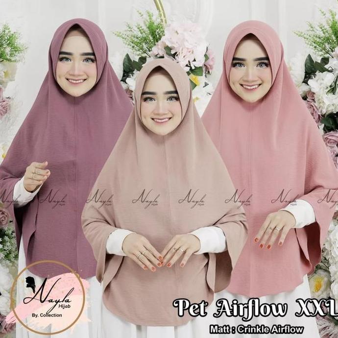 Terpopuler- Jilbab Crinkle Airflow Premium Jumbo Pad / Hijab Crinkle Syari Pet