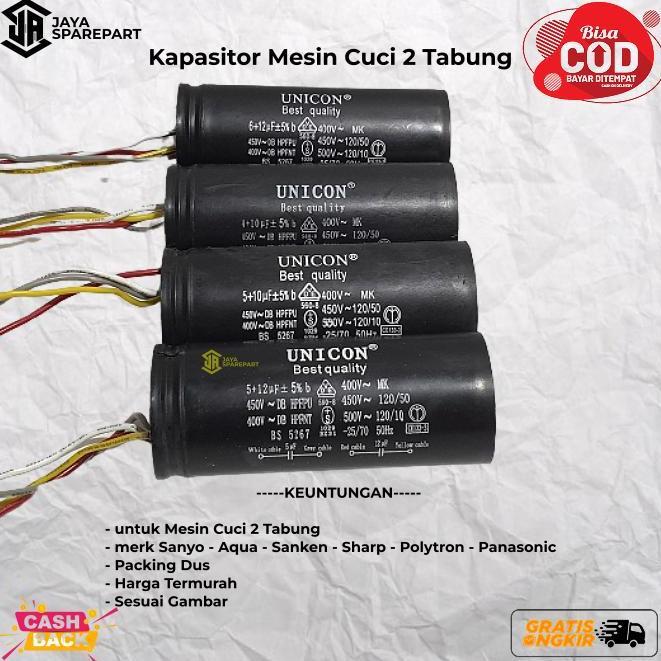 Kirimlangsung- Kapasitor Mesin Cuci 2 Tabung ( Untuk Merk Sanyo, Aqua, Sanken, Sharp,