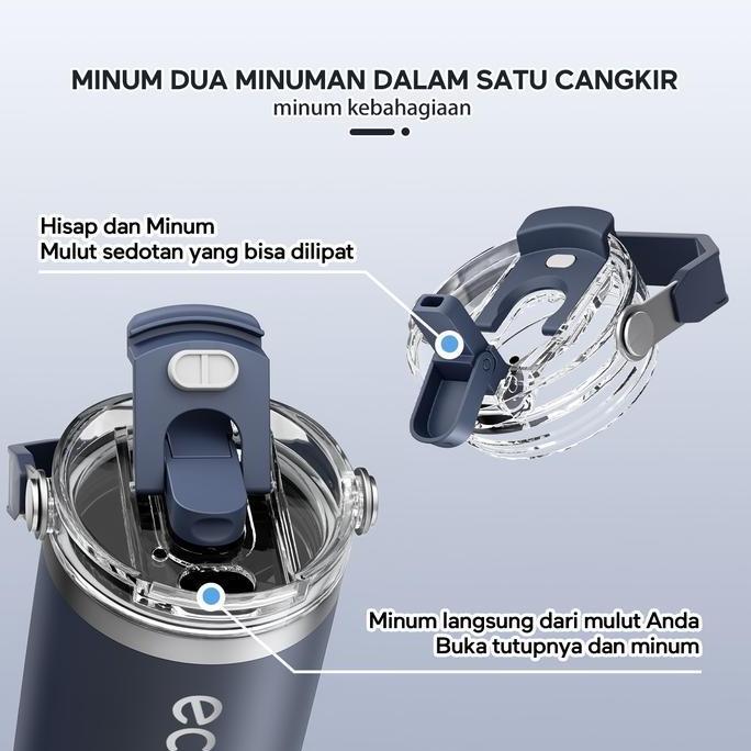 ecentio botol minum stainless steel 1200ML Termos tahan panas dingin 24 jam Kapasitas besar Outdoor 
