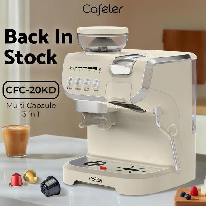 Promo Cafeler Mesin Kopi Multi Kapsul 3 Adaptor/Grinder/Milk Frother 2 Heather Diskon