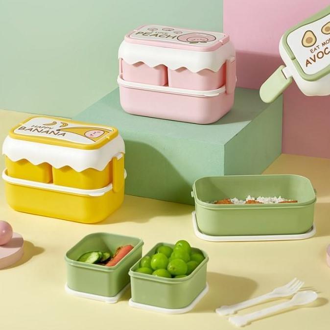 Kotak Bekal 2 Susun / Lunch Box Set / Kotak Makan 2 Susun Anti Bocor Anti Tumpah