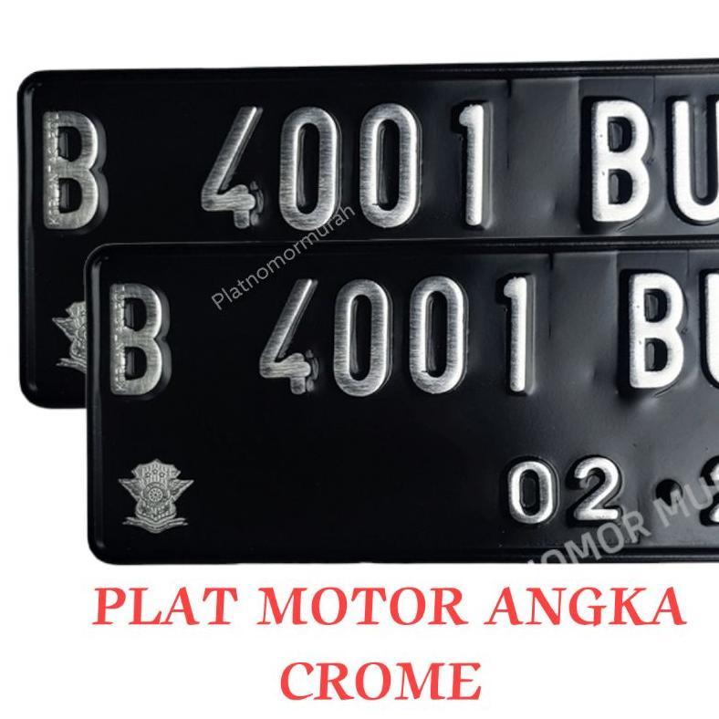 plat nomor motor angka crom / angka silver