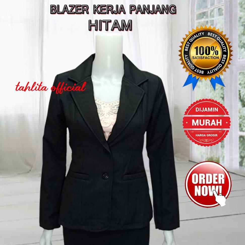 PREMIUM BLAZER FORMAL WANITA HITAM PUTIH DONGKER ABU UKURAN S - 5L JAS BLEZER KANCING DUA BAHAN GABA