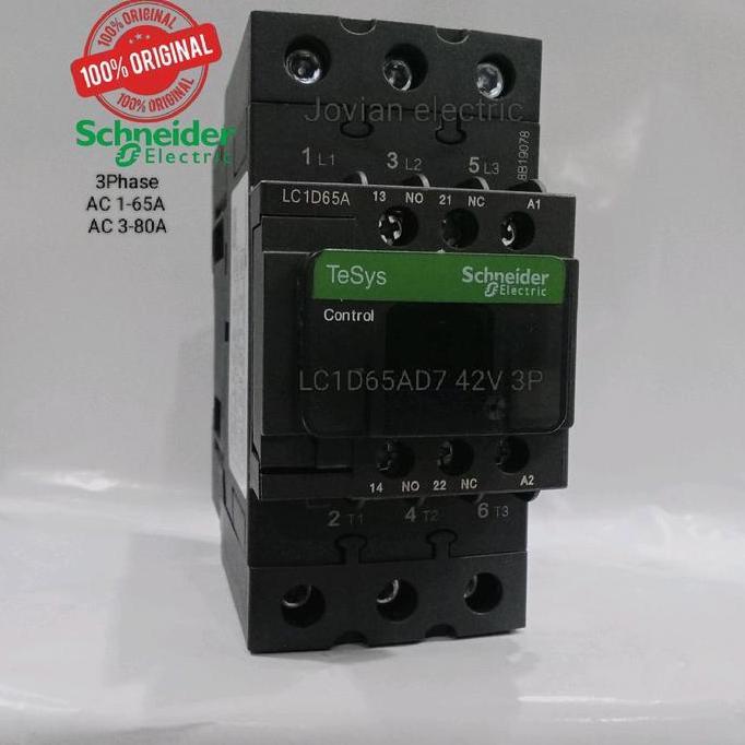 Kontaktor Contactor Schneider Lc1d65ad7 lc1d65 d7 42v ac 65A 3p