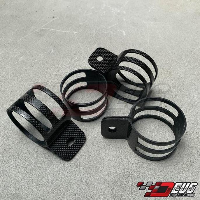 Bestone- Klem Knalpot 2 tak Carbon Fiber / Bracket Dudukan Silencer 2T 2tak