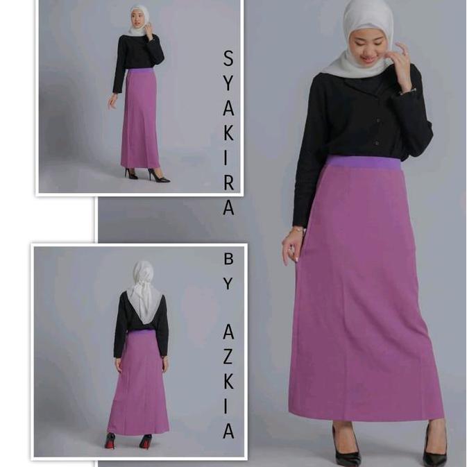 Rok kerja casual trendy wanita A line panjang terbaru modern kekinian pinggang full karet elastis po