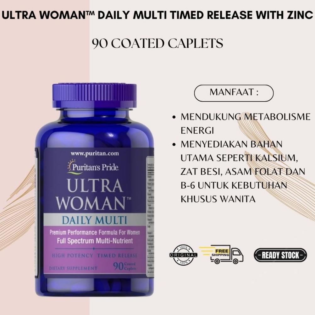 Puritan Pride Vitamin Suplemen Ultra Woman 50 Plus isi 60 / Daily Multi Ttime Release isi 90