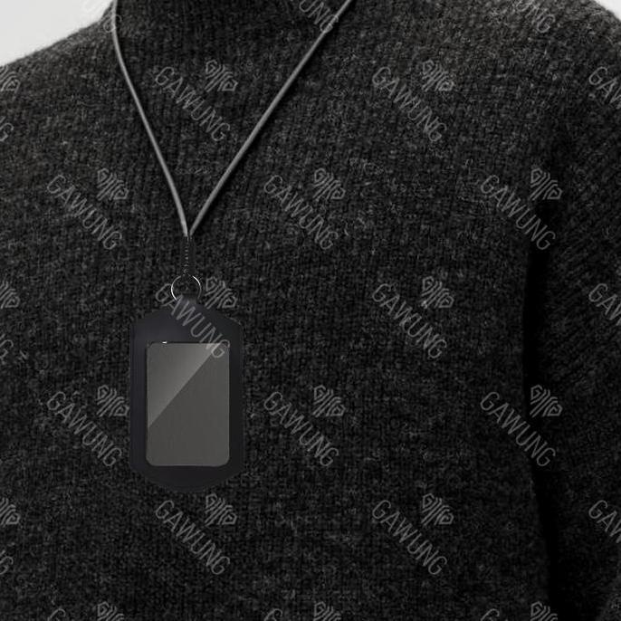 Organix- Lanyard Id Card Holder Slide Kalung Name Tag Kartu Hitam Chslide Metal Transparan