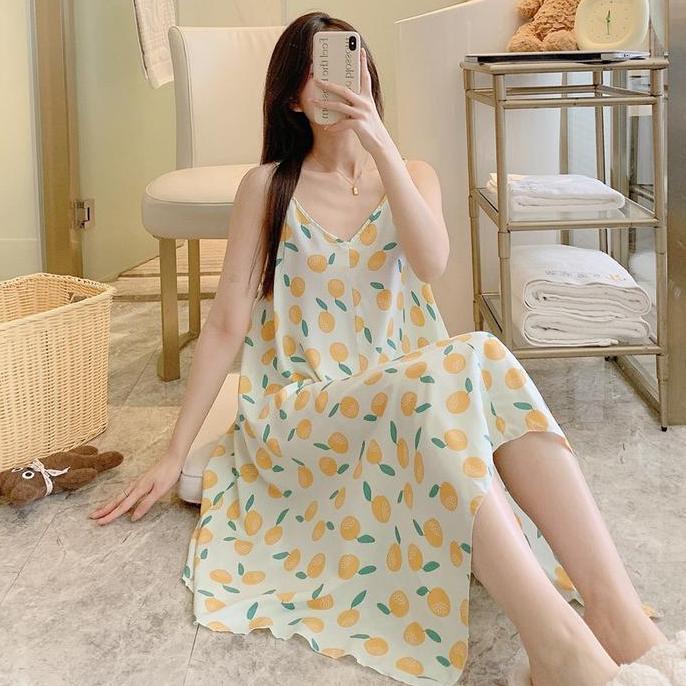 Terpopuler- Aklover Daster Kekinian Baju Tidur Wanitatanpa Lengan Pakaian Rumah Yang Panjang Piyama