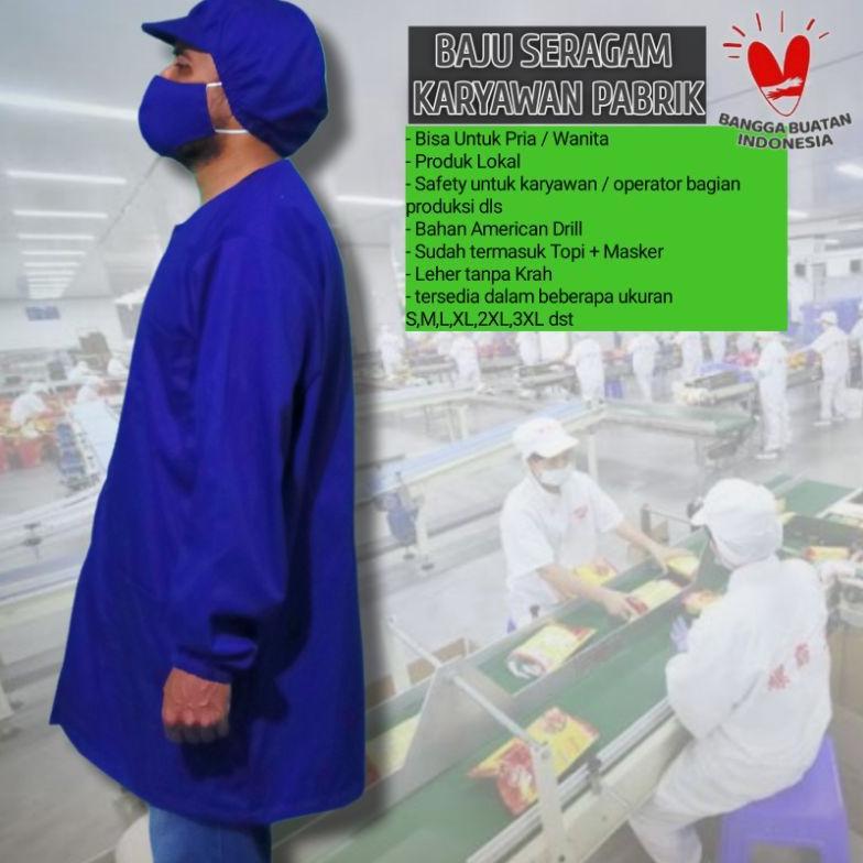 Bergaransi Baju Seragam Karyawan Produksi Pabrik Makanan / Udang / Mie / Wanita Baju Kerja Operator 