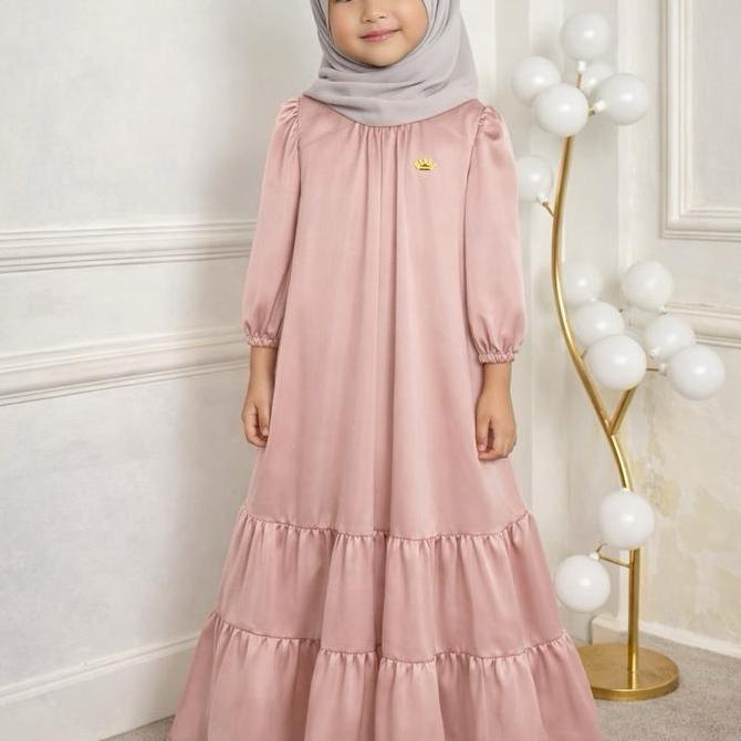 Gamis Najwa bahan Armani silk ANAK Muslim Nyaman Baju Dress