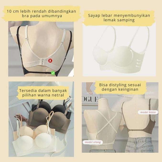 Bahanlembut- [Tulip] Backless Bra Styling Bra Bra Seamless Bh Seamless Bh Backless Busa Tebal Nyaman