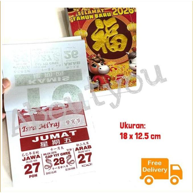 Organix- Kalender Harian Sobek 2026 Tahun Kuda Kalender Cina Pasaran Jawa Arab Lengkap Terbaru