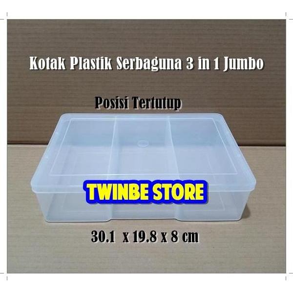 Saveulti- Kotak Plastik Storage Box Multifungsi 3 Sekat Besar Aksesoris Uang