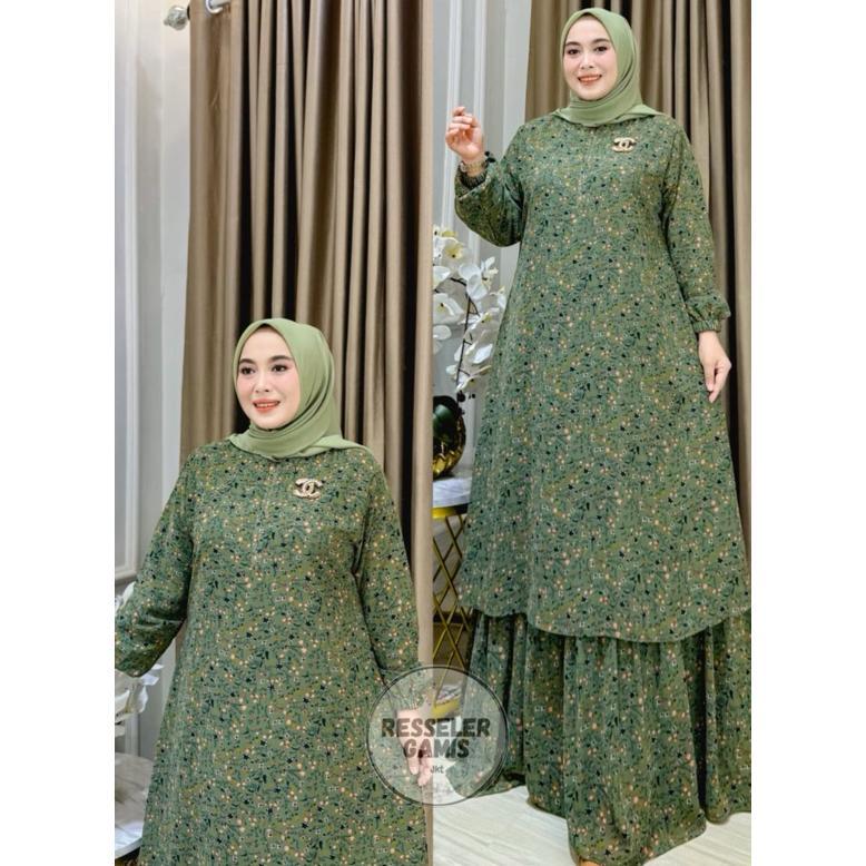 Gamis Azkiya Motif | Gamis Malaysia Motif Terbaru 2024 | Gamis Melayu Motif Ceruty Babydoll