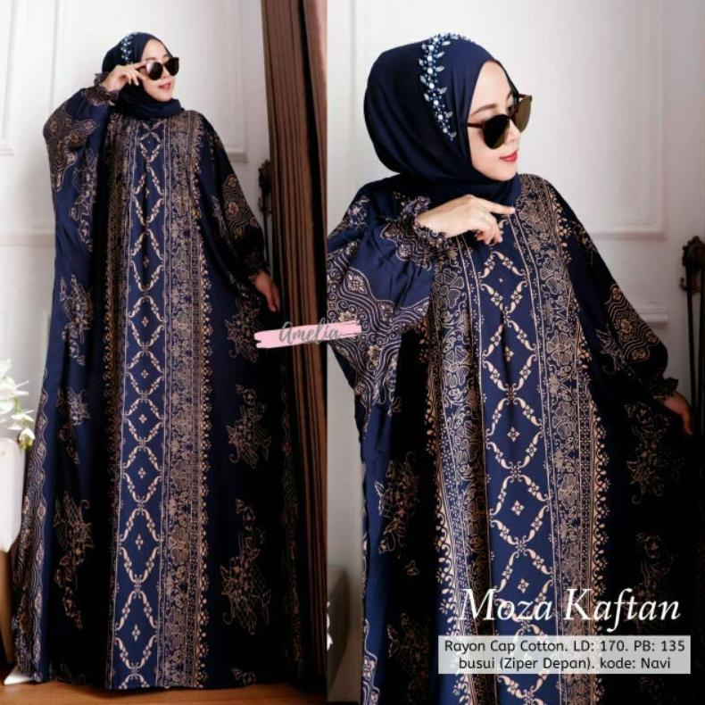 Best Deals Terbaru Moza Kaftan Unique Ori Jumbo Busui Resleting Depan Rayon Grade A Bisa Cod