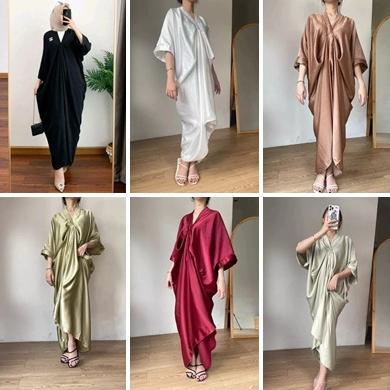 HOT PRODUCT Terbaru Gamis kaftan thania satin silk premium polos remaja lebaran natal imlek murah te