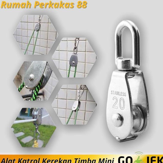CARMANELO Alat Katrol Kerekan Timba Mini Serbaguna Swivel Pulley Stainless Steel