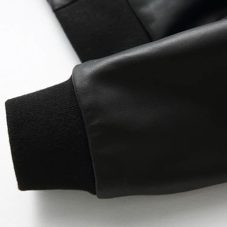 hot product jacket kulit varsity coach bomber casual jaket kulit bomber vintage jaket semi kulit jak