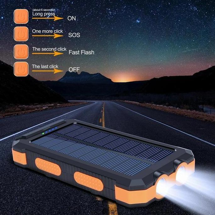 DORMINO Solar Charging Outdoor Powerbank Membawa Kompas Sendiri tahan udara Pencegahan jatuh 30000MA