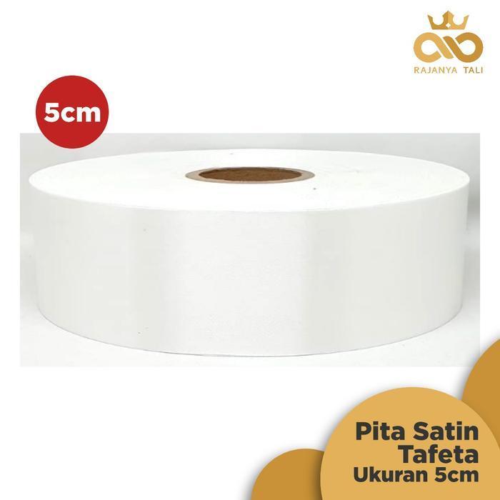TERLARIS Pita Label Satin 2" 50mm Tafeta Bahan Satin Polos Label Baju