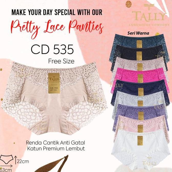 3pcs/6pcs/12pcs Celana Dalam Wanita Renda Transparan T4lly Lembut dan Nyaman | Pakaian Dalam | CD Wa