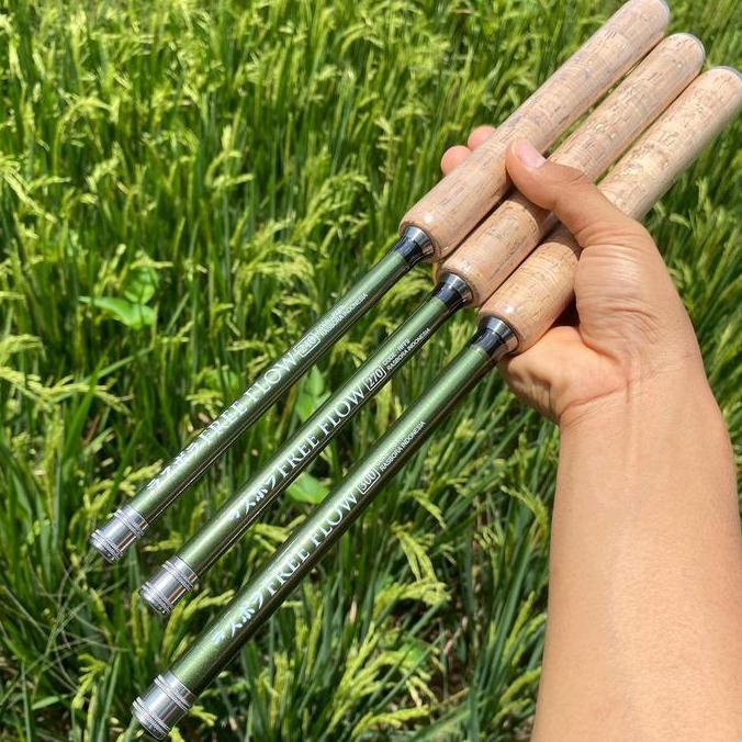Joran Tegek Rasbora Free Flow Set Handle Busa Eva Material Carbon Ruas Pendek Lentur