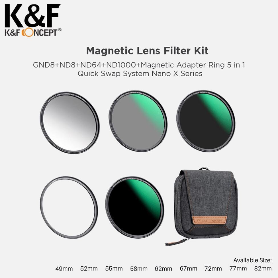 (NEW) - K&F Concept 4in1 Filter Magnetic GND8 ND8 ND64 ND1000 with Case Filter - Variant SIze