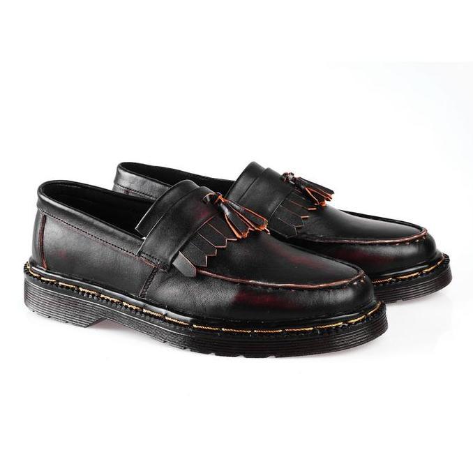 Kets- Sepatu Kulit Pria Azcost Loafer Burgundy Original