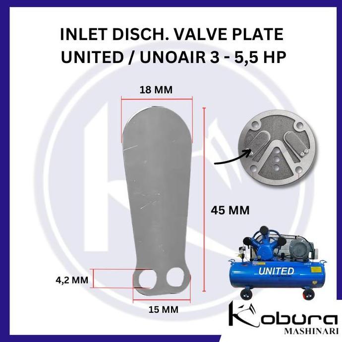Inlet Discharge Valve Plate United Unoair Plat Klep Kecil Kompresor Angin 3 HP & 5.5 HP