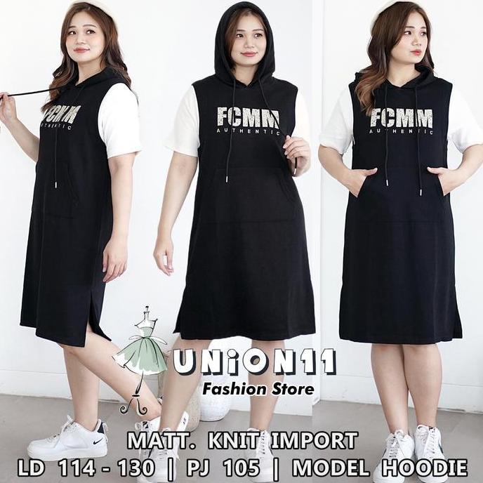Promo Union11 - Dress Wanita Jumbo Muat Sampai Bb 90 Kg / Gaun Import Big Size Casual Nyaman Di Paka