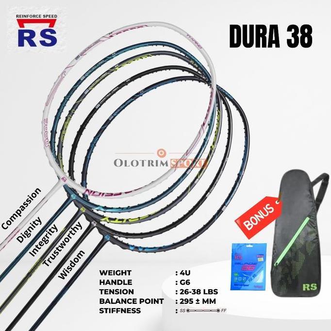 Promo [38LBS] Raket Badminton RS DURA 38 Original Diskon