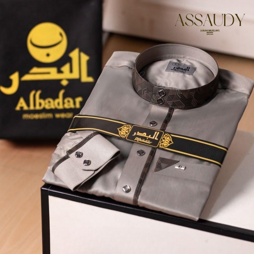 DISKON ASSAUDY JUBAH PRIA DEWASA ALBADAR POLYESTER KOMBINASI LENGAN MANSET KEREN JUBAH PRIA GAMIS DE