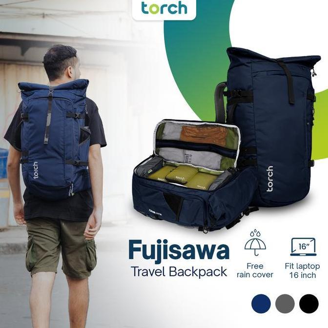 Backpack- Tas Ransel Travel Backpack 45 Liter Pria Wanita Waterproof - Torch Fujisawa