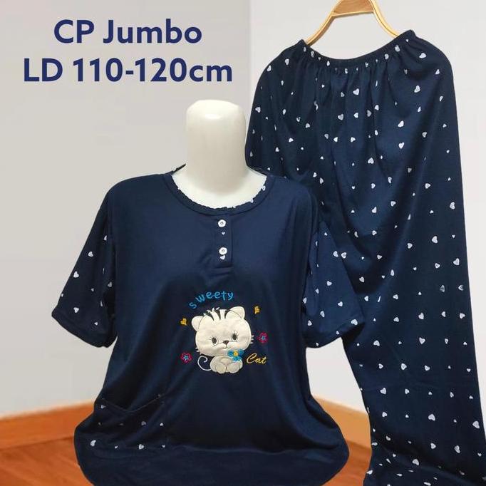 Sleepoi- Set Piyama Baju Tidur Kaos Cp Jumbo Xxxl Bahan Kaos Ld 120Cm